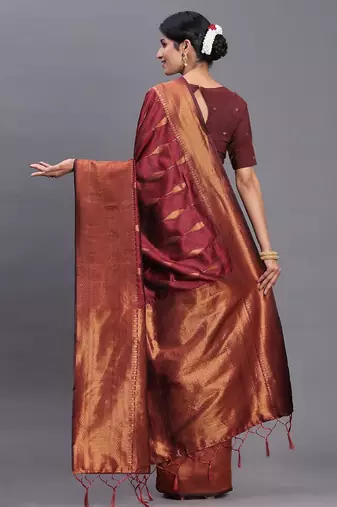 Brown silk saree with blouse