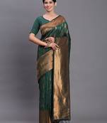 Green silk saree with blouse