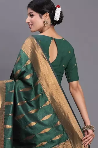 Green silk saree with blouse
