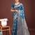 Blue banarasi silk saree with blouse
