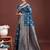 Blue banarasi silk saree with blouse
