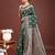 Dark green banarasi silk saree with blouse