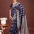Navy blue banarasi silk saree with blouse