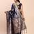 Navy blue banarasi silk saree with blouse