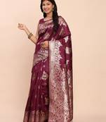Purple banarasi silk saree with blouse