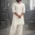 cream cotton pathani kurta patiala pyjama set for men