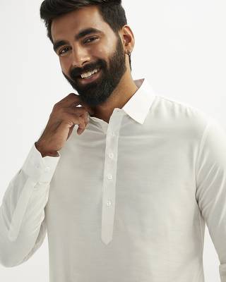 white cotton pathani kurta patiala pyjama set for men 4