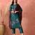 Teal roman silk kurta pant set