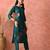 Teal roman silk kurta pant set