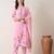 Pink polyester schfli kurta pant set