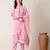 Pink polyester schfli kurta pant set