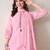 Pink polyester schfli kurta pant set