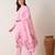 Pink polyester schfli kurta pant set