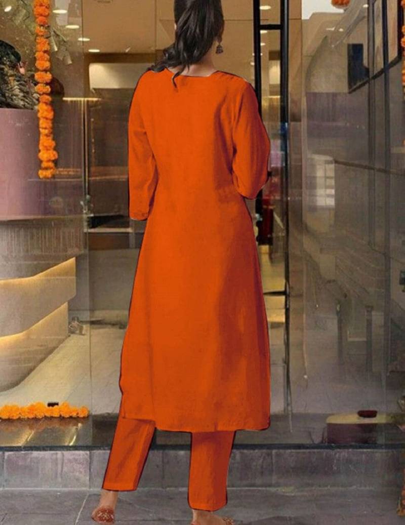 Rust embroidered ethnic suit