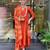 Rust ethnic cotton silk kurta set with dupatta