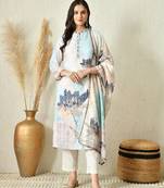 Off white linen kurta pant set