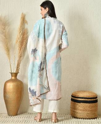 Off white linen kurta pant set 2