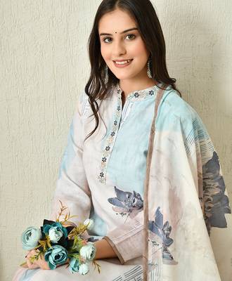 Off white linen kurta pant set 3