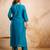 Sky blue ethnic silk blend kurta set with dupatta
