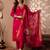 Red ethnic silk blend kurta set with dupatta