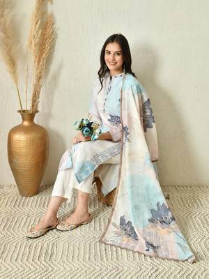 Off white linen kurta pant set 5