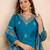 Sky blue ethnic silk blend kurta set with dupatta