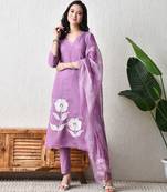 Purple roman silk kurta pant set
