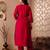 Red ethnic silk blend kurta set with dupatta