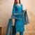 Sky blue ethnic silk blend kurta set with dupatta