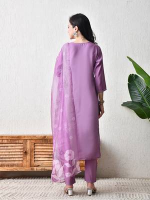 Purple roman silk kurta pant set 2