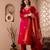 Red ethnic silk blend kurta set with dupatta