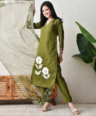 Mahendi roman silk kurta pant set 3