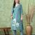 Teal roman silk kurta pant set