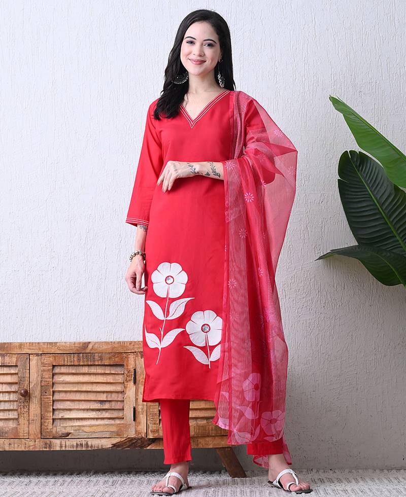 Pink roman silk kurta pant set