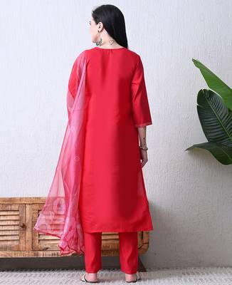 Pink roman silk kurta pant set 2