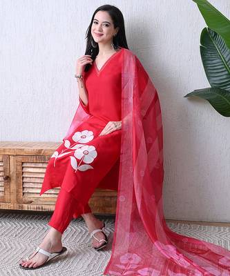 Pink roman silk kurta pant set 3