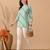 Teal cambric cotton printed formal short kurta