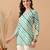 Teal cambric cotton printed formal short kurta