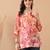 Pink cambric cotton printed formal short kurta