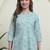 Teal cambric cotton printed formal short kurta