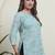 Teal cambric cotton printed formal short kurta