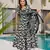 Black muslin digital printed palazzo suit