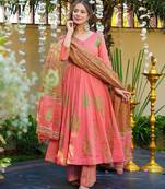 Pink muslin digital printed palazzo suit