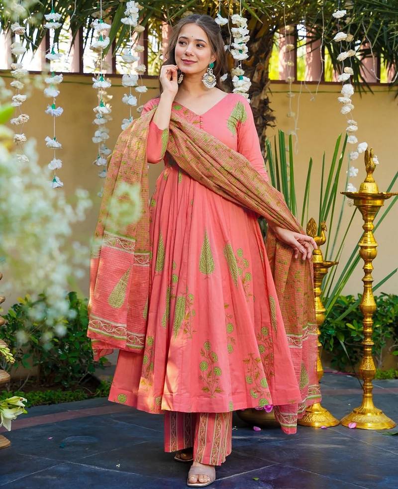 Pink muslin digital printed palazzo suit