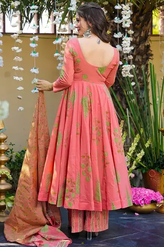 Pink muslin digital printed palazzo suit