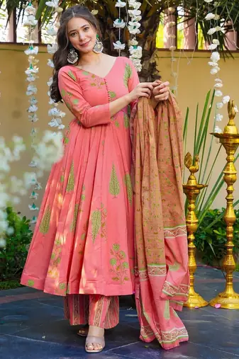 Pink muslin digital printed palazzo suit