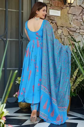 Firozi muslin digital printed palazzo suit