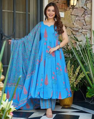 Firozi muslin digital printed palazzo suit 3