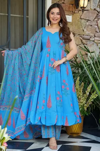 Firozi muslin digital printed palazzo suit