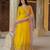 Yellow georgette embroidered gown 